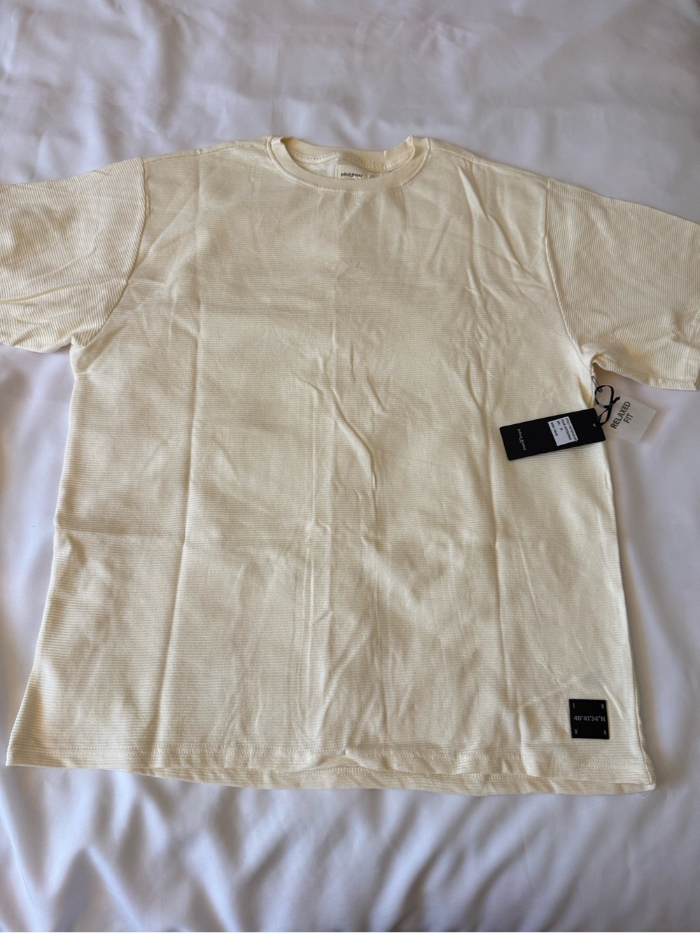 Public Supply Men's Big 3X Cream Cotton Knit Crew Neck Logo Relaxed Fit Tee